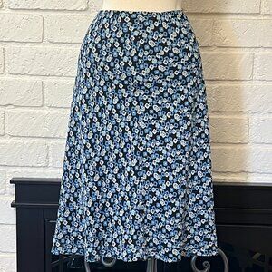 Caslon blue patterned midi skirt size L